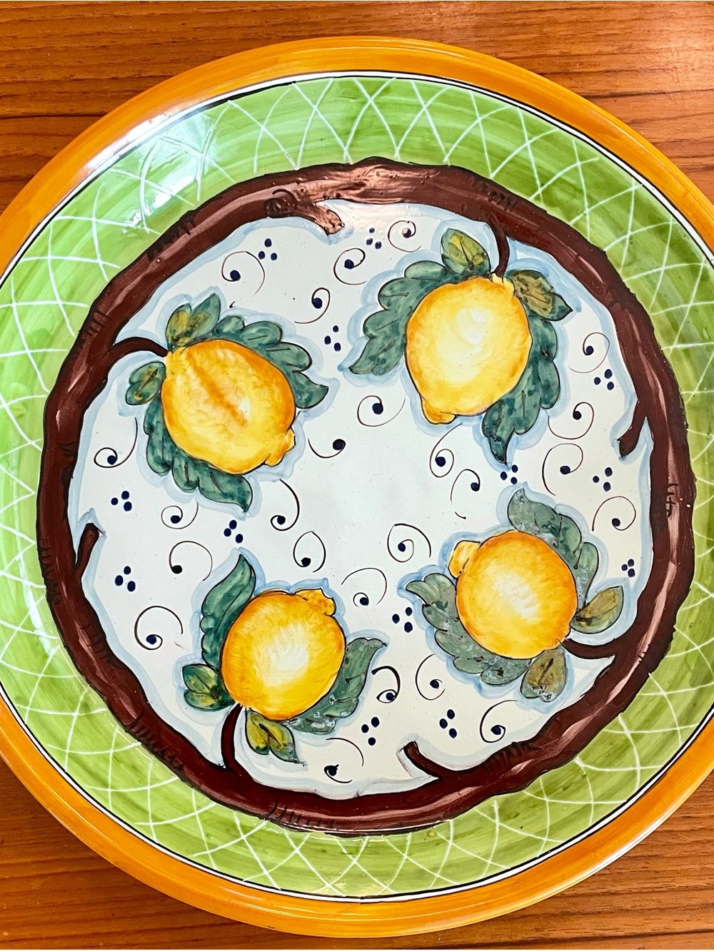 Hand-Painted Lemon Ceramic Decorative Serving Plate 15”